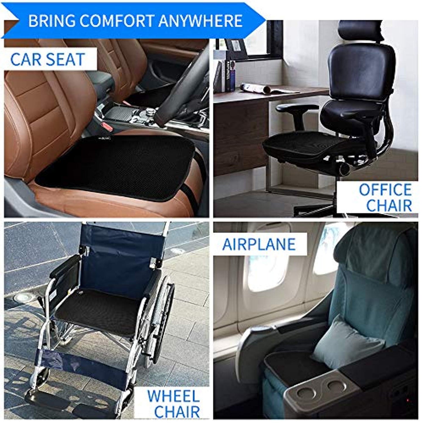 Breathable Car Seat Cushions High Elastic for Auto Supplies Home Office Chair - Black - Online store for your car