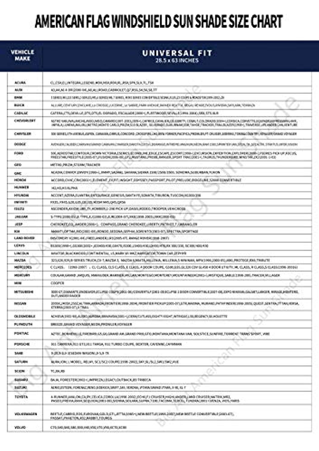 Car Windshield Sun Shade American Flag Sunshades - 63'' * 28.5''