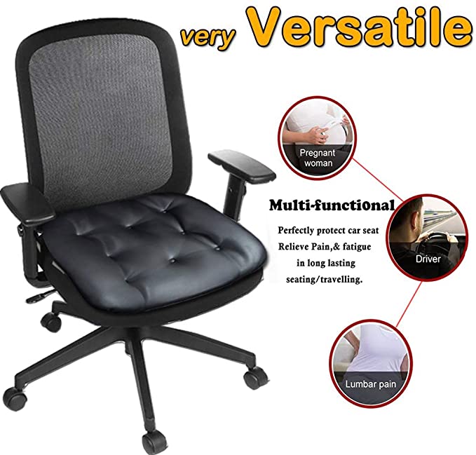 Soft Leather Car Seat Cushion Comfort for Car Office Home - Black - Online store for your car