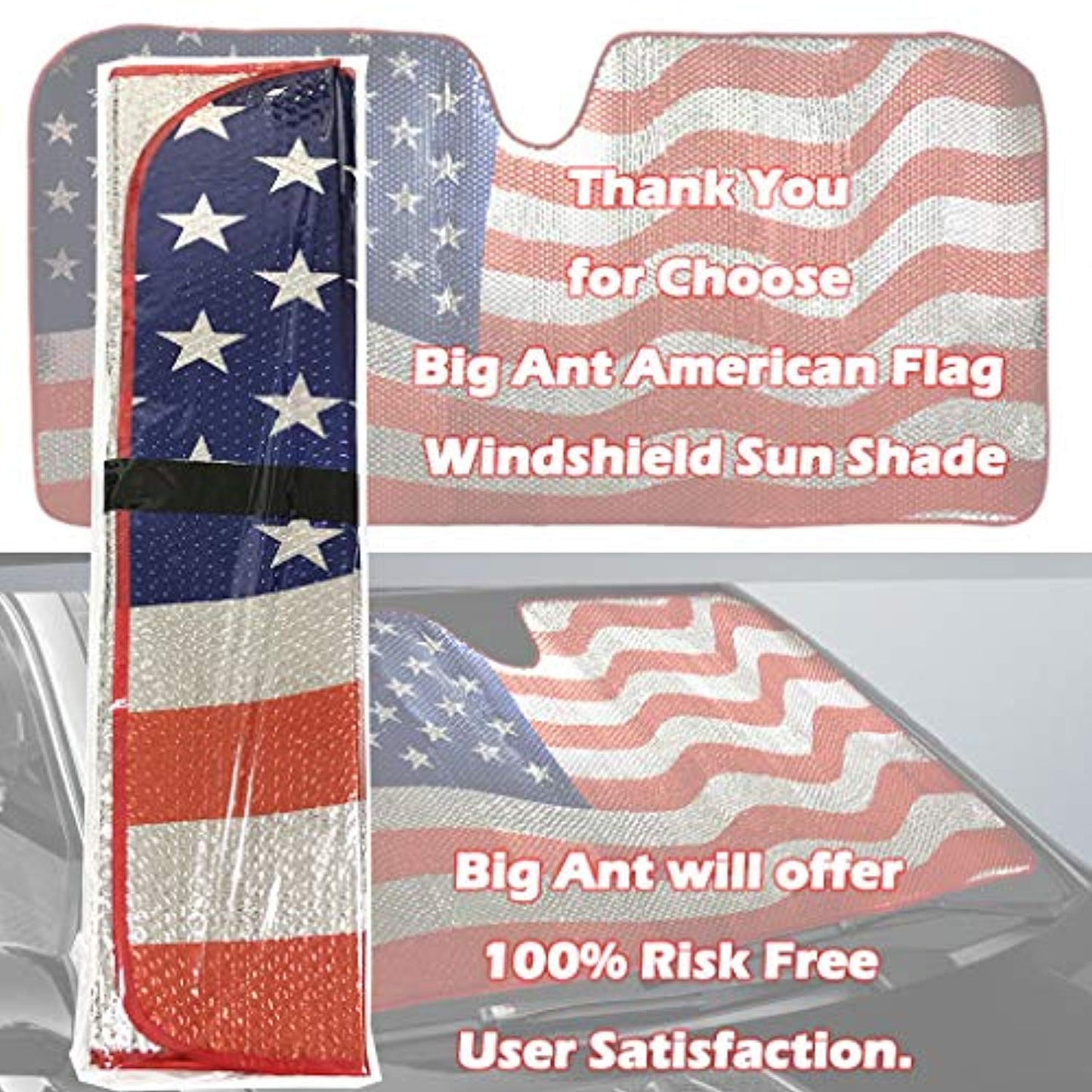 Car Windshield Sun Shade American Flag Sunshades - 63'' * 28.5''