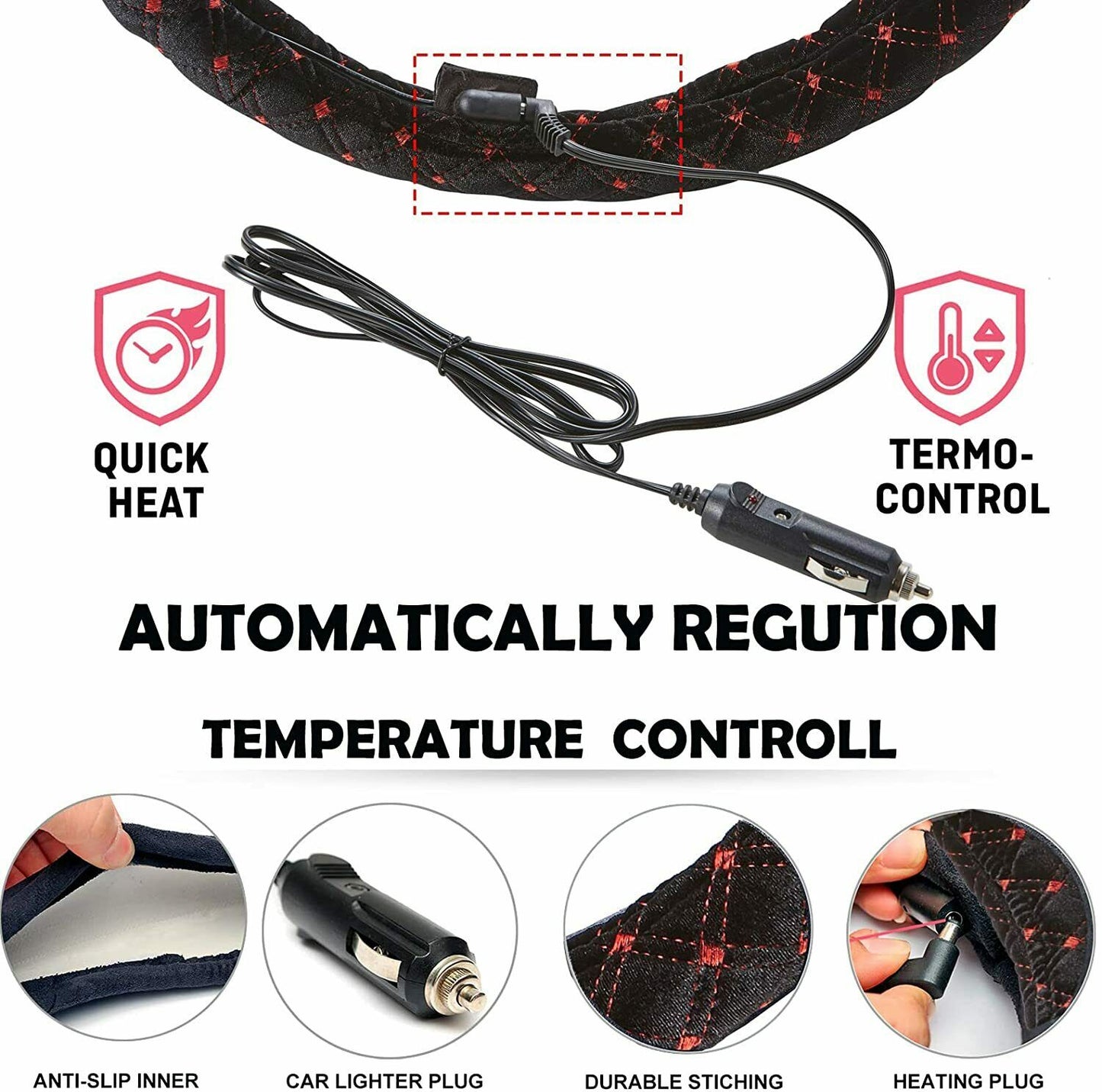Big Ant Heated Steering Wheel Cover Heated Anti Slip Warmer