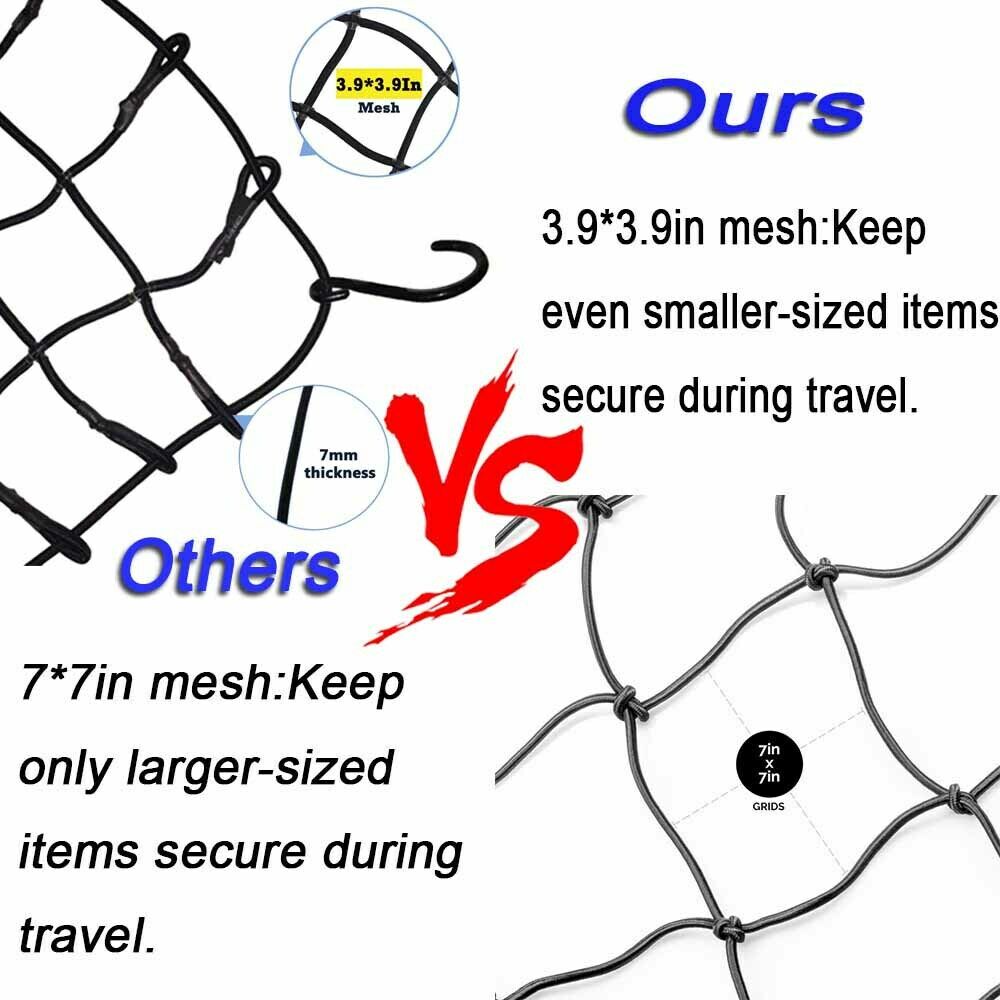 Big Ant Bungee Cargo Net with 10 Metal Hooks 19.6" x 59"(Stretches to