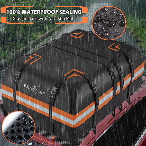 Big Ant Car Rooftop Cargo Carrier Bag 20 Cubic Feet Fit for All Vehicle with/without Rack Bar