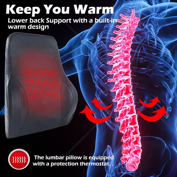 Big Ant 12V Lumbar Support Pillow for Car Office Chair Wheelchair Back Support Massage Vibrating Motors for Lower Back Pain