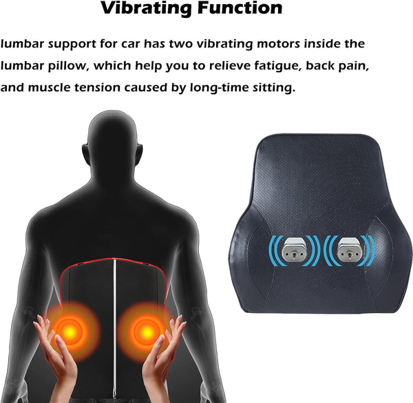 Big Ant 12V Lumbar Support Pillow for Car Office Chair Wheelchair Back Support Massage Vibrating Motors for Lower Back Pain