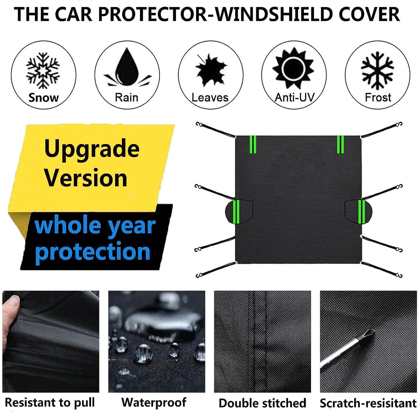 Big Ant Windshield Snow Cover,Half Car Cover Top Waterproof All Weather/Windproof/Dustproof/Windshield Cover Snow Ice Winter Summer Protect Windshield and roof for Sedan SUV