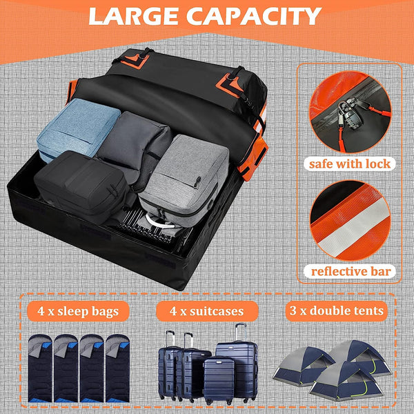Big Ant Car Rooftop Cargo Carrier Bag 20 Cubic Feet Fit for All Vehicle with/without Rack Bar