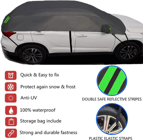 Big Ant Windshield Snow Cover,Half Car Cover Top Waterproof All Weather/Windproof/Dustproof/Windshield Cover Snow Ice Winter Summer Protect Windshield and roof for Sedan SUV