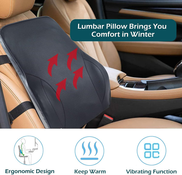 Big Ant 12V Lumbar Support Pillow for Car Office Chair Wheelchair Back Support Massage Vibrating Motors for Lower Back Pain