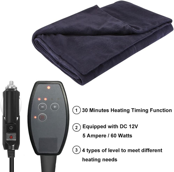 Big Ant Heated Blanket, Soft Fleece Electric Blanket Throw Easy Controller Fast Heating Levels Heated Blanket Throw with UL Certification, Overheat Protection