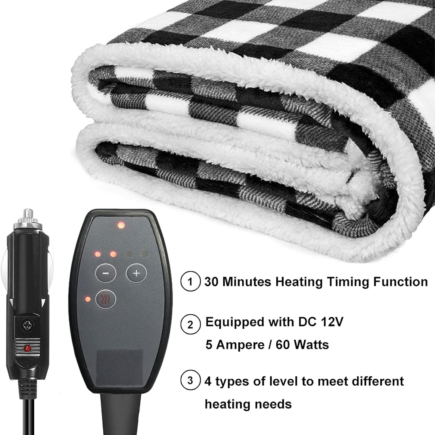 Big Ant Heated Blanket, Electric Blanket Throw 58.3"x 41.76", Easy Controller Fast Heating Levels, UL Certification, Overheating Protection