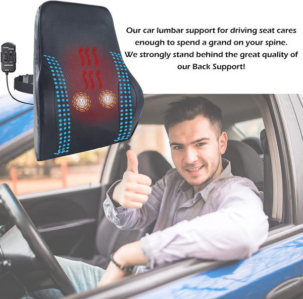 Big Ant 12V Lumbar Support Pillow for Car Office Chair Wheelchair Back Support Massage Vibrating Motors for Lower Back Pain