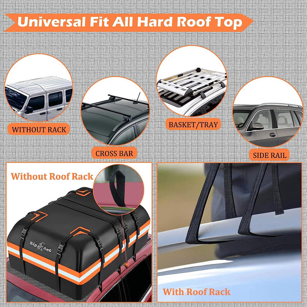 Big Ant Car Rooftop Cargo Carrier Bag 20 Cubic Feet Fit for All Vehicle with/without Rack Bar