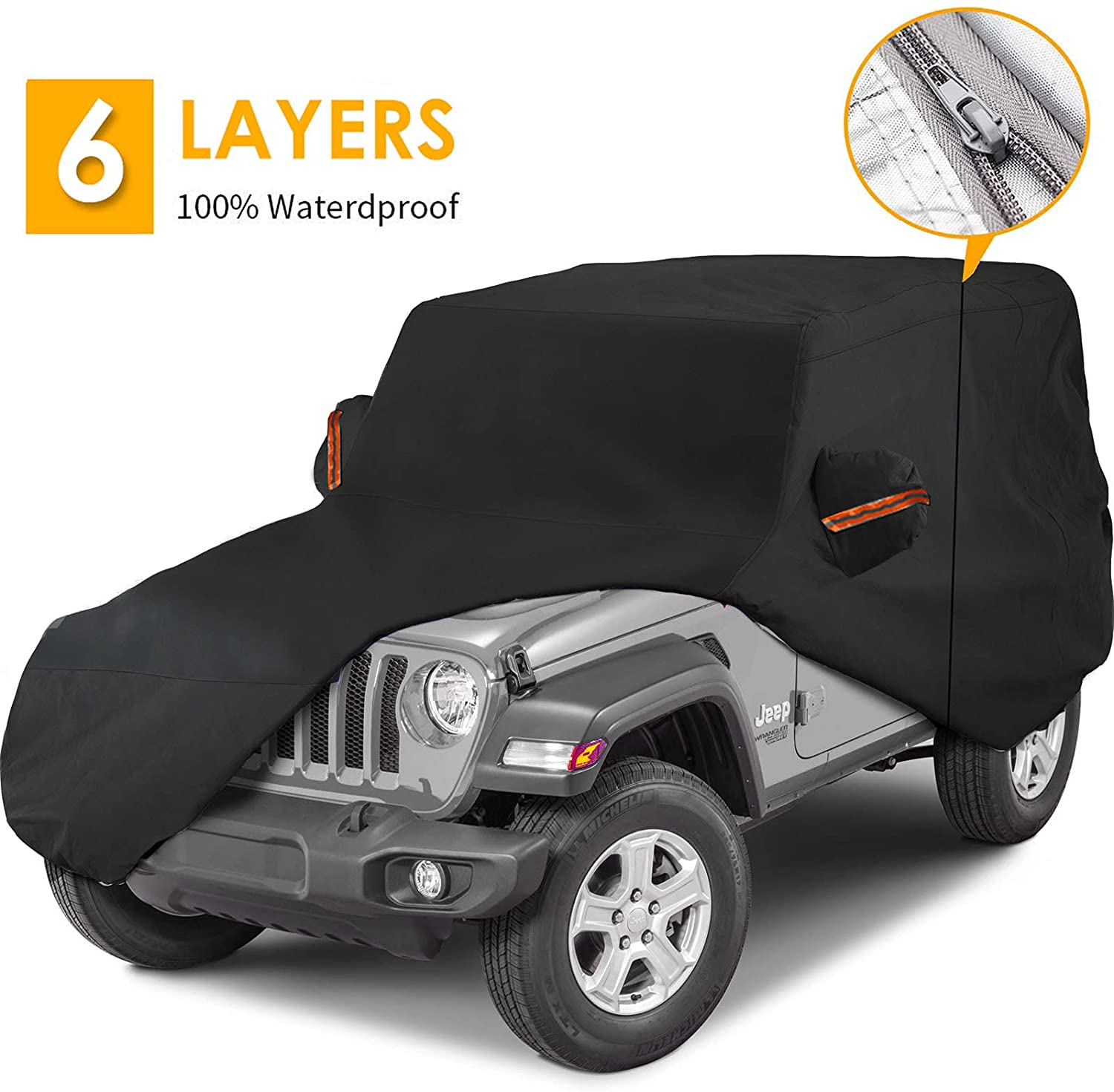 Waterproof  Car Covers, Custom Fit Wrangler CJ,YJ, TJ & JK, SUV - Black