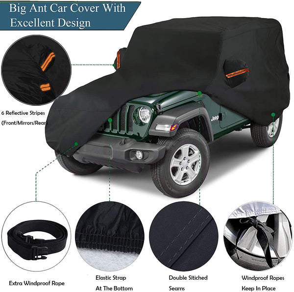Waterproof  Car Covers, Custom Fit Wrangler CJ,YJ, TJ & JK, SUV - Black
