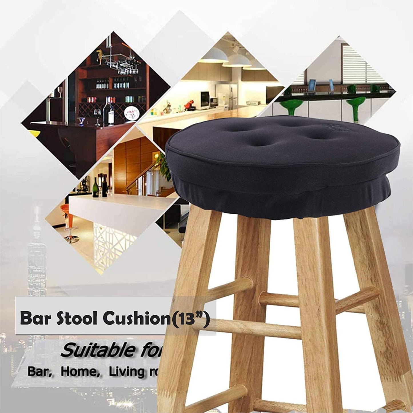 Bar Stool Cushion Thicken Memory Foam Round Bar Stool Cover with Elastic Band