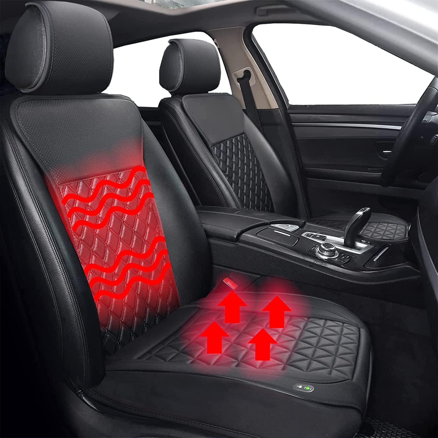 Big Ant 12V Heated Car Seat Covers for Front Seats Seat Cushion with Non-Slip Back for Auto Truck Van SUV