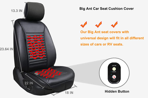 Big Ant Heated Car Seat Cover, 1 Pack Premium Quality 12V 24V Comfortable Heating Seat Cushion