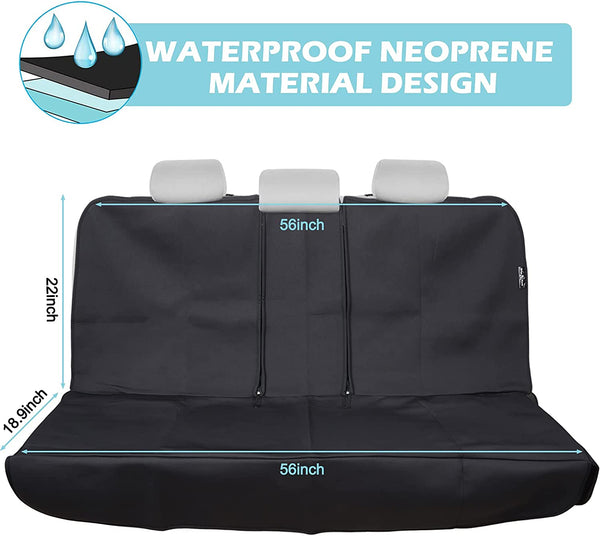 Waterproof Rear Bench Car Seat Cover, Neoprene Padded Car Back Seat Cover