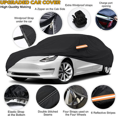 Car Cover For Tesla Model 3 Model Y with Ventilated Mesh - 190"L