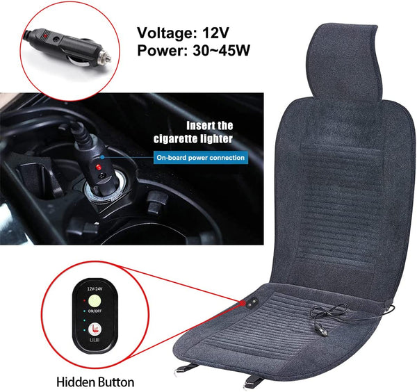 Car Travel Heated Seat Cover Cushion, Premium Quality Universal Seat Cushion - 1 Pack