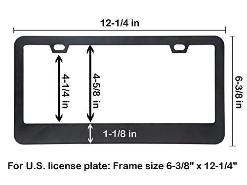 Car License Plate Frame - Matte Stainless Steel License Plate Covers - Black