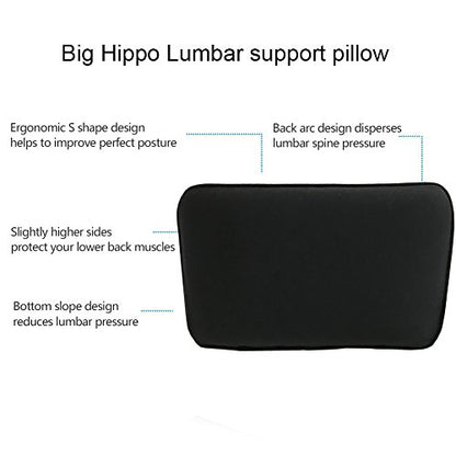 Big Hippo Multi-Use Lumbar Support Pillow- Orthopedic Design Sciatica Pain Relief Memory Foam Support Pillow Perfect for Car,Home, Office - [Big Ant]