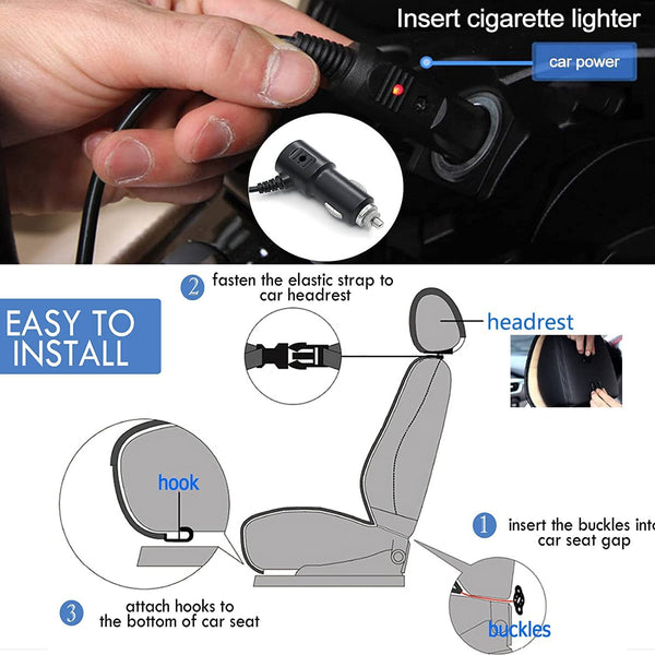 Big Ant 12V Heated Car Seat Covers for Front Seats Seat Cushion with Non-Slip Back for Auto Truck Van SUV