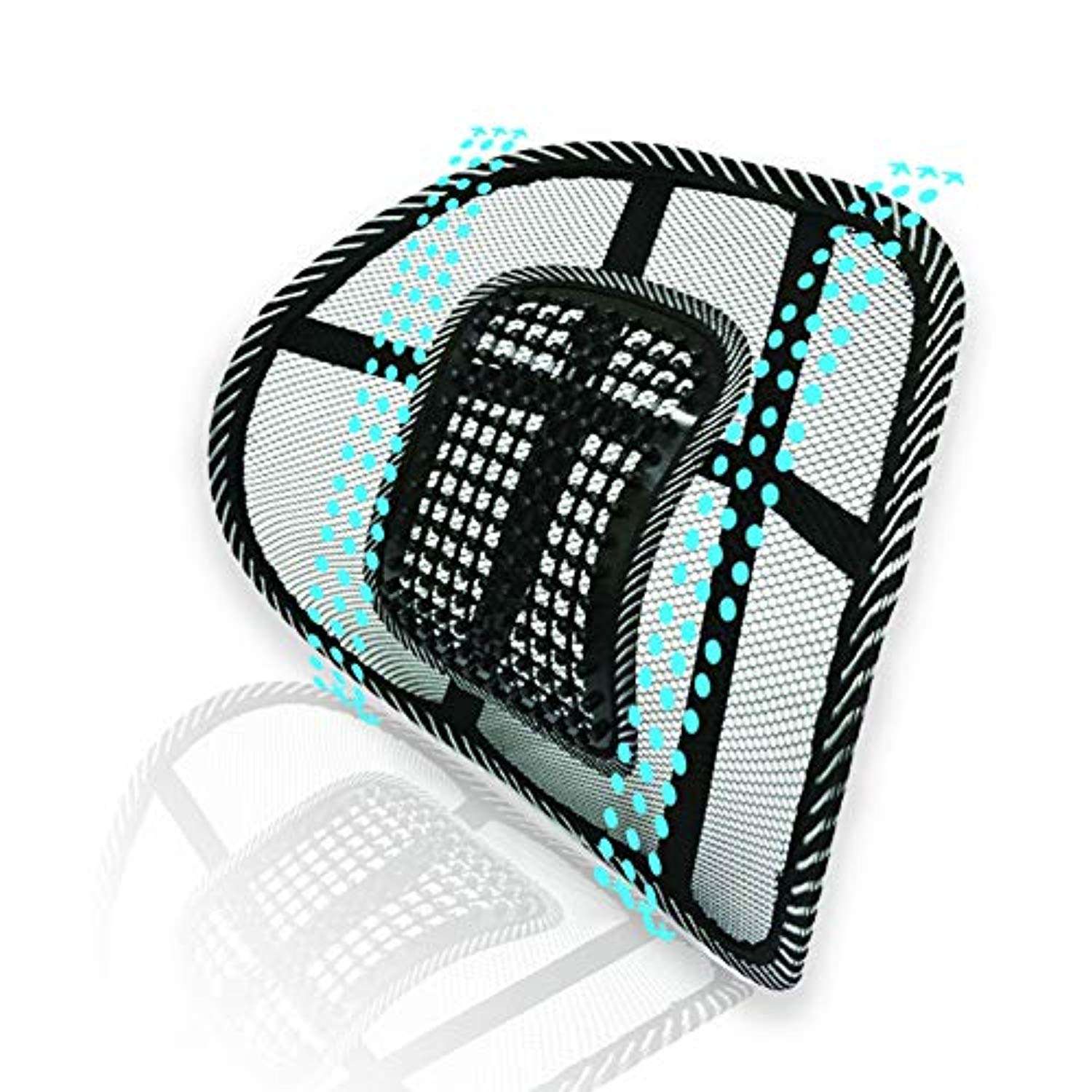 Lumbar Back Support Cushion - Car Mesh Back Support with Massage Beads