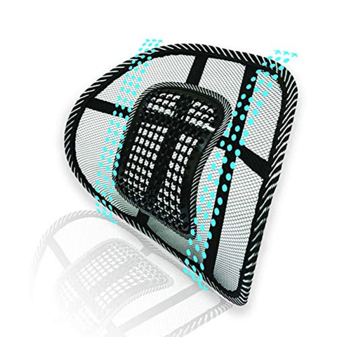 Lumbar Back Support Cushion - Car Mesh Back Support with Massage Beads