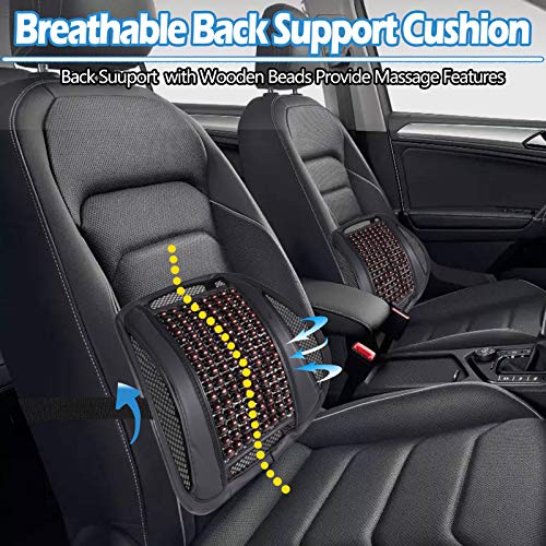 2PCS Lumbar Support with Wooden Beads Massage Comfortable - Online store for your car