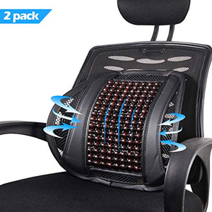 2PCS Lumbar Support with Wooden Beads Massage Comfortable - Online store for your car