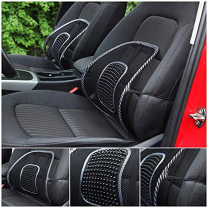 Lumbar Back Support Cushion - Car Mesh Back Support with Massage Beads