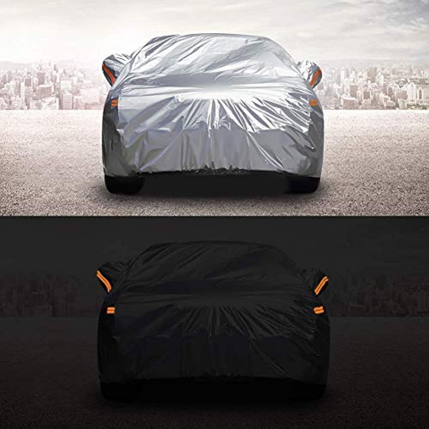 Big Ant Car Cover,6 Layers Waterproof Car Cover for Jeep Wrangler 4  Doors,Outdoor Half Car Cover Protect from Snow Rain Fit for 1987-2022  Wrangler CJ,YJ, TJ & JK 