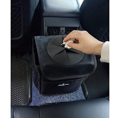 Car Trash Bag for Little Leak Proof - Car Garbage Bag with Lid and Storage Pockets - Black