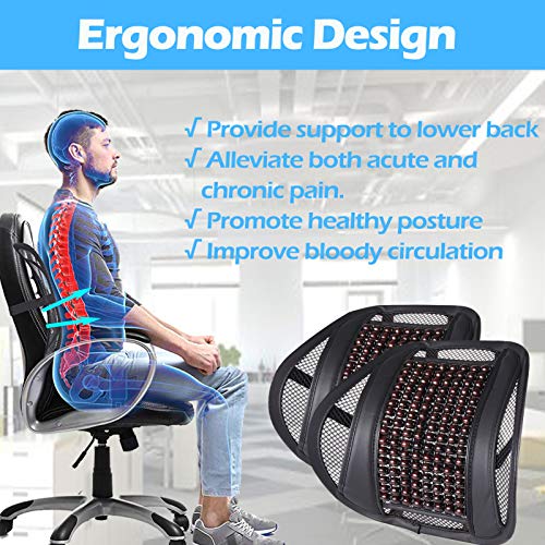 Lumbar Support Pillow for Office Chair Car Seat Wooden Bead Back