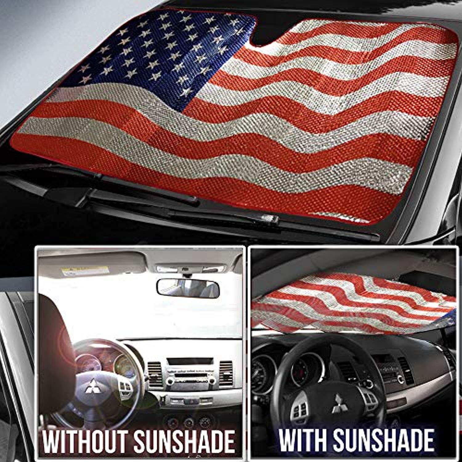 Car Windshield Sun Shade American Flag Sunshades - 63'' * 28.5''
