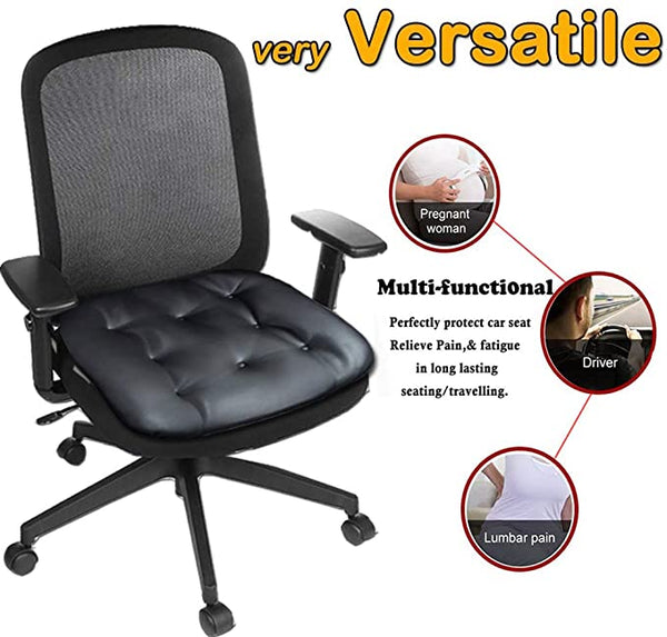 Soft Leather Car Seat Cushion Comfort for Car Office Home - Black - Online store for your car
