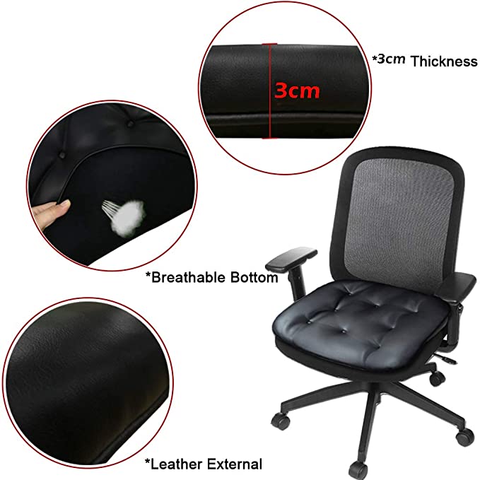 Soft Leather Car Seat Cushion Comfort for Car Office Home - Black - Online store for your car