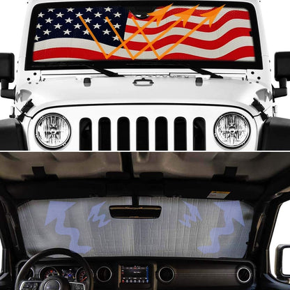 American Flag Windshield Sun Shade for Wrangler Rubicon Sahara TJ JK JKU 2 Door & 4 Door - Online store for your car