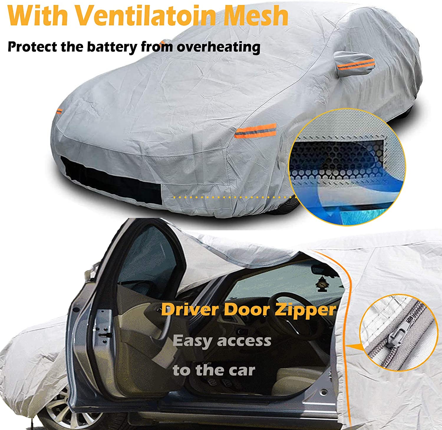 Car Cover Custom Fit for Tesla Model 3, with Ventilated Mesh-190"L (Silver) - Online store for your car