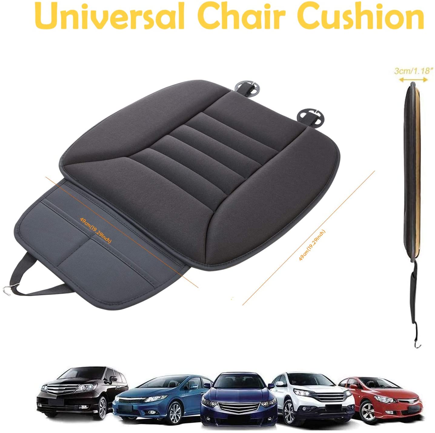 Memory Foam Car Seat Cushions for Office Home Chair 2PCS- Black - Online store for your car