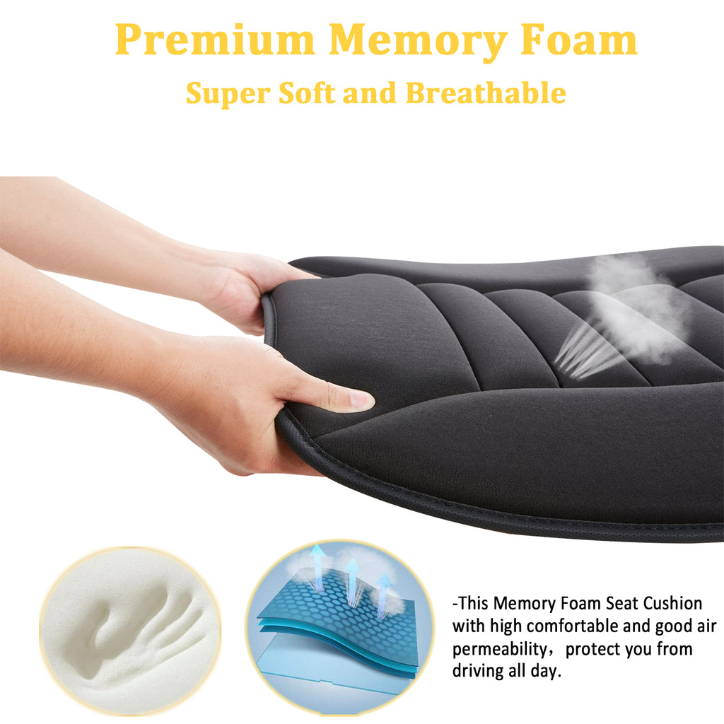 Memory Foam Car Seat Cushions for Office Home Chair 2Pcs- Black