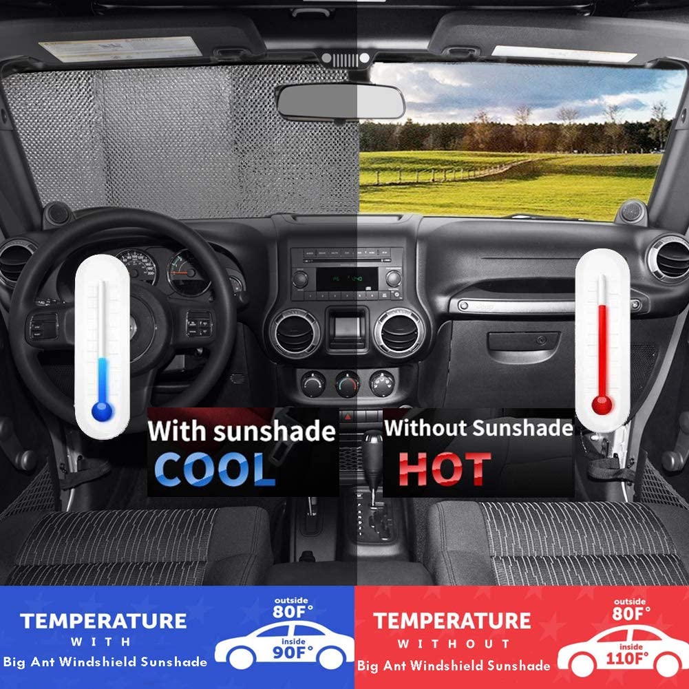 Front Windshield Sun Shade Keeps Vehicle Cool - 55" x 27.5"