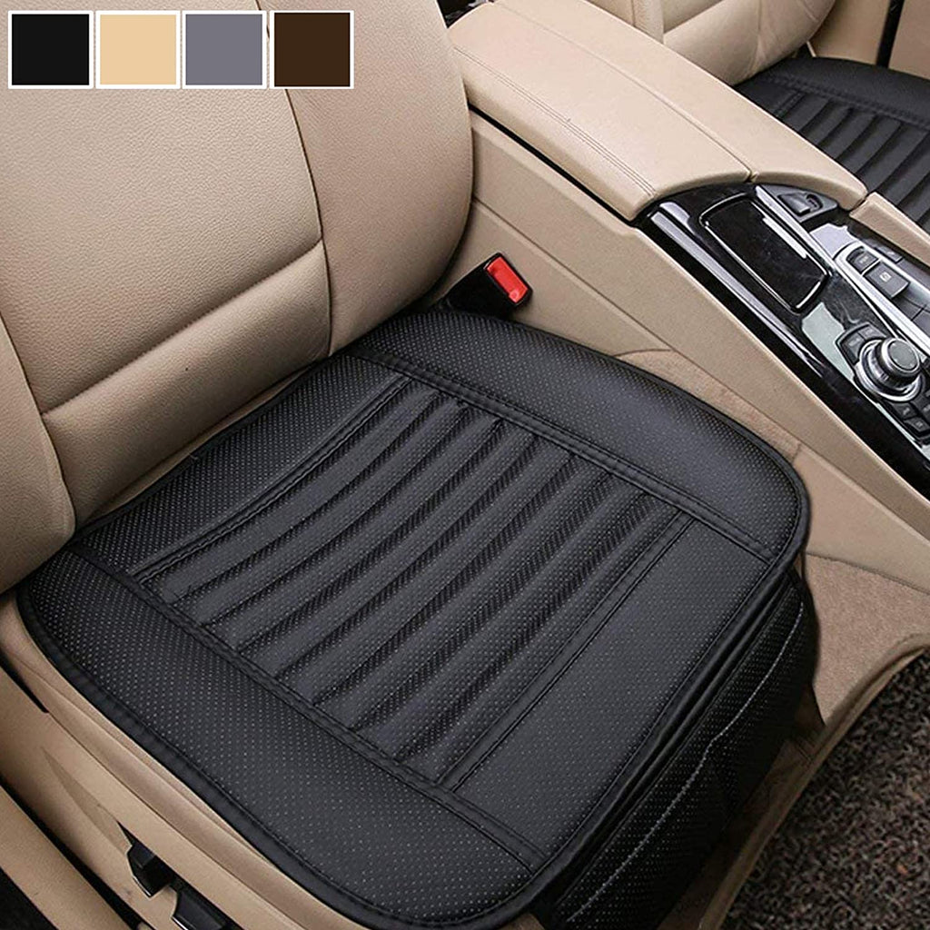 Breathable Leather Car Seat Cover Cushion 2 Pcs - Black/Beige/Gray/Tan