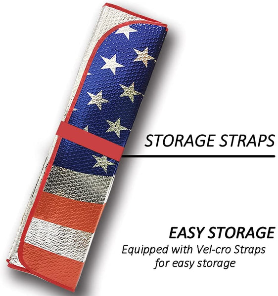 Car Windshield Sun Shade - Statue of Liberty & American Flag Design - [Big Ant]