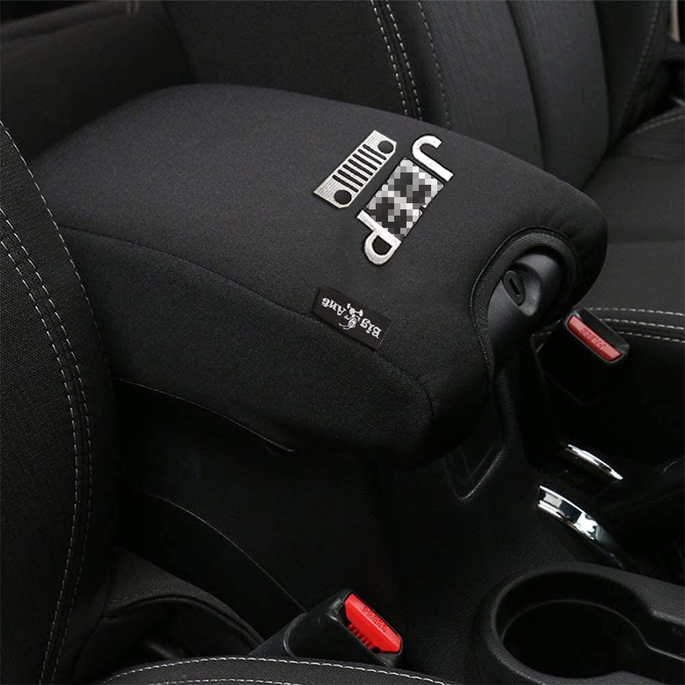 PU Leather Center Console Armrest Cover Pad with bar Logo - Black - Online store for your car