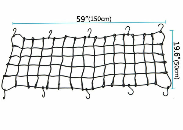 Bungee Cargo Net with 10 Metal Hooks 19.6" x 59"(Stretches to 35" x 78") - Online store for your car