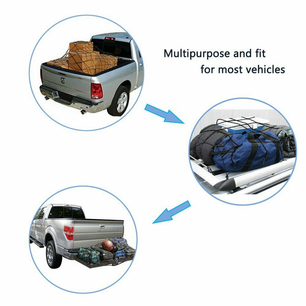 Bungee Cargo Net with 10 Metal Hooks 19.6" x 59"(Stretches to 35" x 78") - Online store for your car